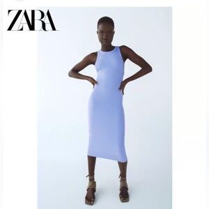 Zara Bodycon Ribbed Racer Back Tank Dress in Size Large